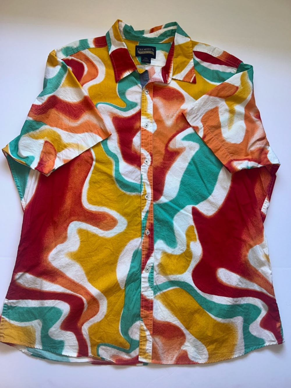 Cremieux Premium Denim Button Up Groovy Retro Swirl Stretch Mens XXL